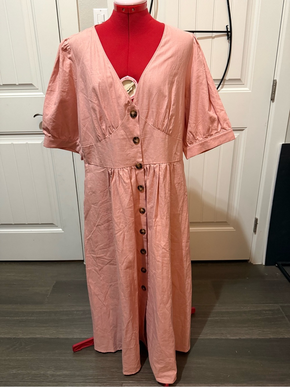 City Chic Blush Pink Button-Front Midi Dress Women’s size 14 NWT